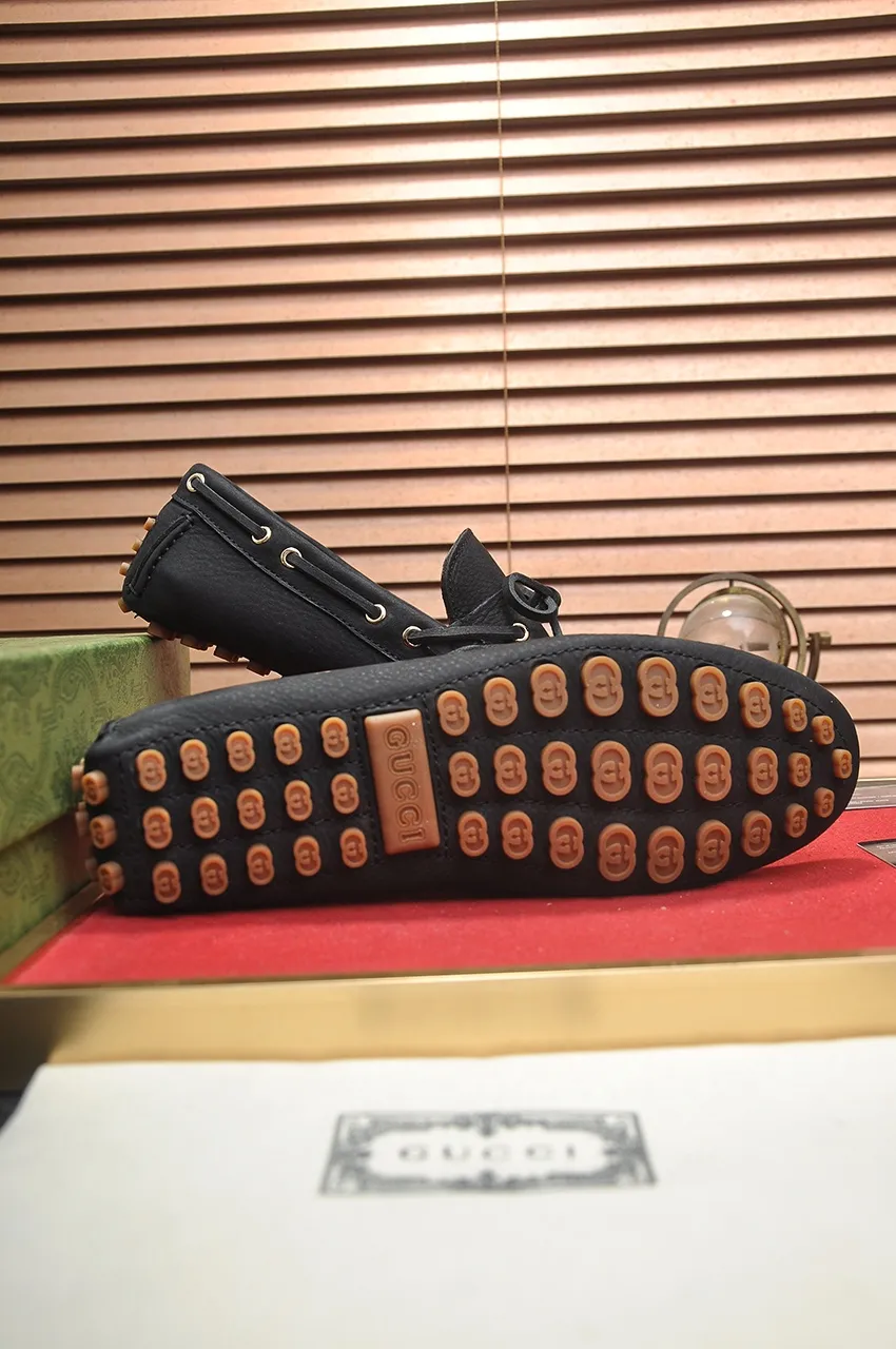Men's Men's Shoes💰420💶【GUCCI】 (High-end Niuli) New 🍀Gucci*——Gucci Doudou Shoes! Made of imported original cowhide, the inner top layer is comfortable cowhide lining! Original wear-resistant rubber outsole! High quality products! Code number 38-44!